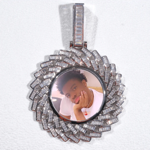 Large 3D Baguette Custom Picture Pendant