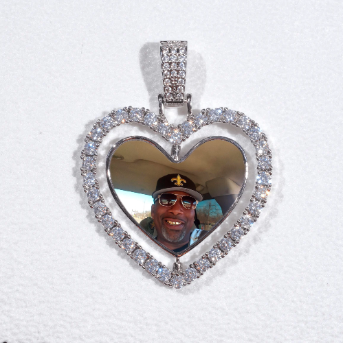 3D Spinning 2-Faced Heart Custom Picture Pendant