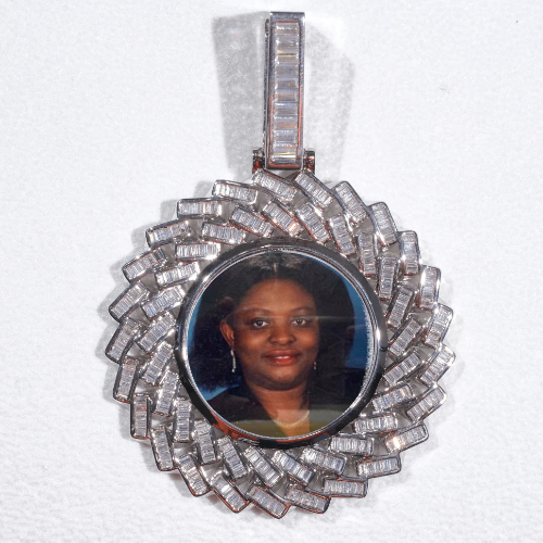 Large 3D Baguette Custom Picture Pendant