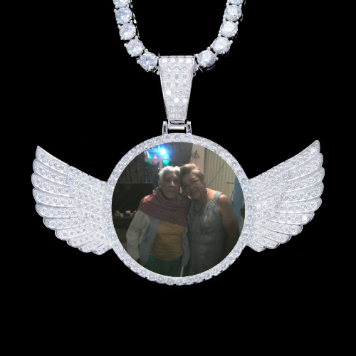 925S & VVS Moissanite 3D Wing Custom Picture Pendant