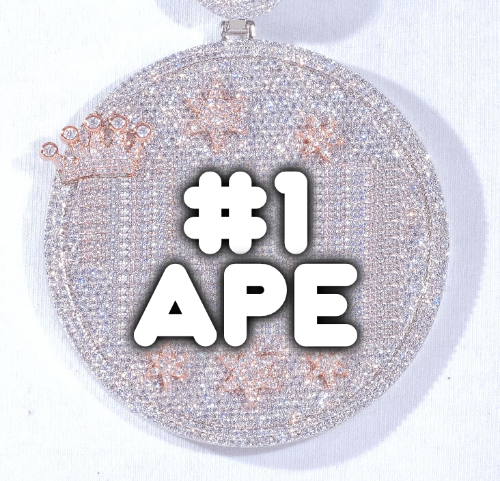 CUSTOM LETTER NECKLACE 3D BIG CROWN DISC