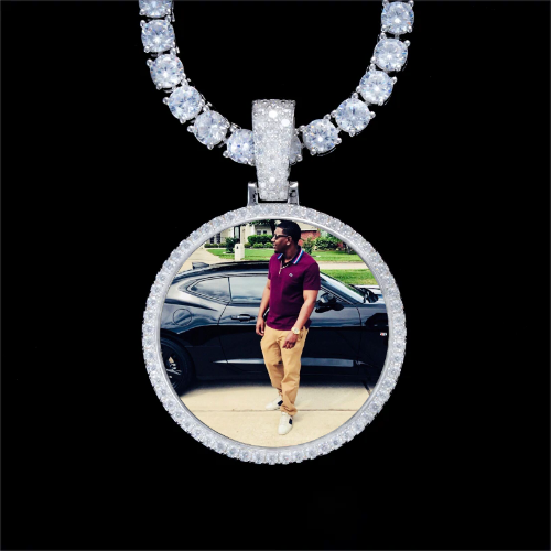 925S & VVS Moissanite 3D Circle Custom Picture Pendant