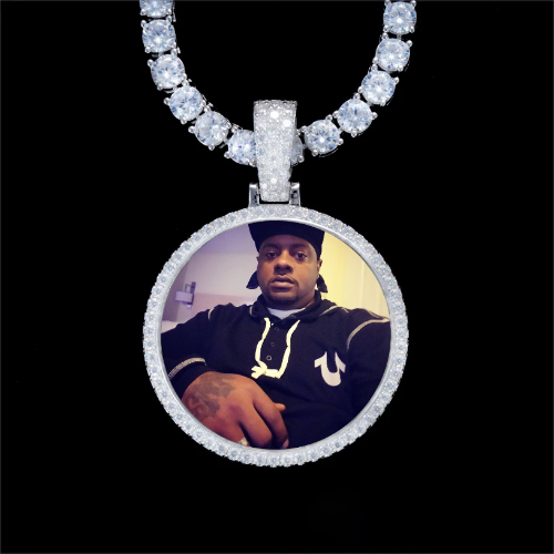 925S & VVS Moissanite 3D Circle Custom Picture Pendant