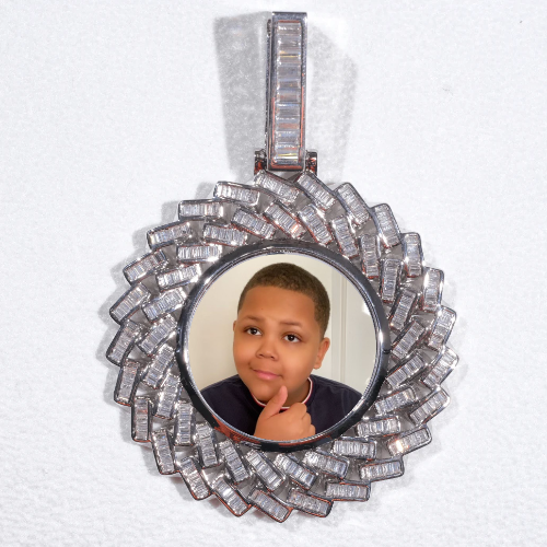 Large 3D Baguette Custom Picture Pendant