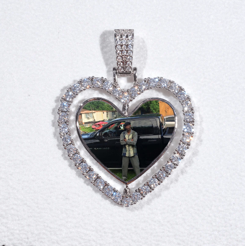 3D Spinning 2-Faced Heart Custom Picture Pendant