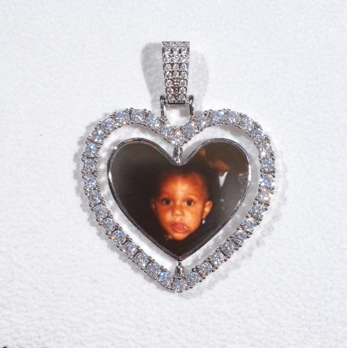 3D Spinning 2-Faced Heart Custom Picture Pendant
