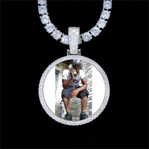 925S & VVS Moissanite 3D Circle Custom Picture Pendant