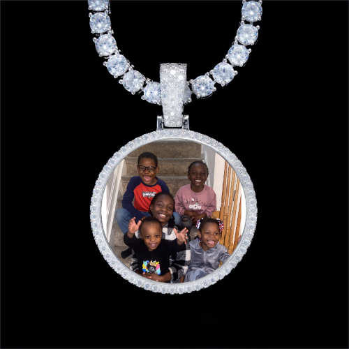 925S & VVS Moissanite 3D Circle Custom Picture Pendant