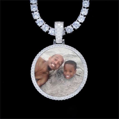 925S & VVS Moissanite 3D Circle Custom Picture Pendant