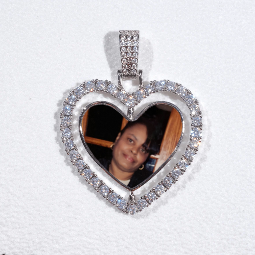 3D Spinning 2-Faced Heart Custom Picture Pendant