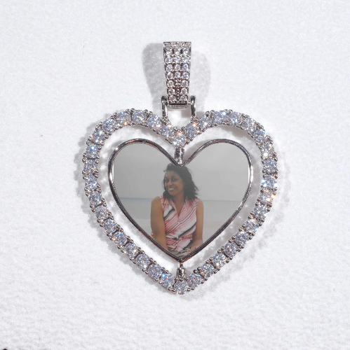 3D Spinning 2-Faced Heart Custom Picture Pendant