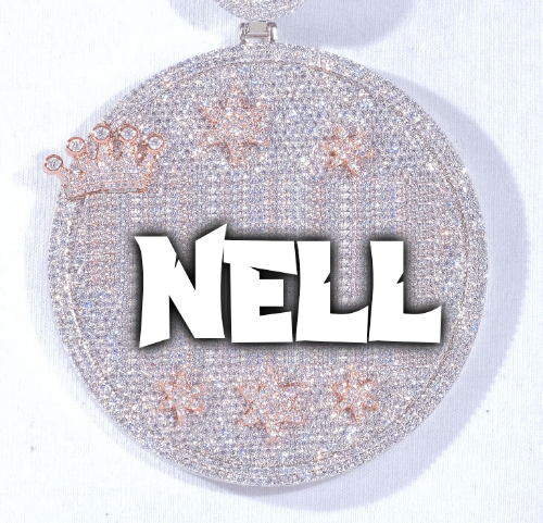 CUSTOM LETTER NECKLACE 3D BIG CROWN DISC