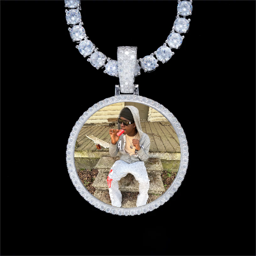 925S & VVS Moissanite 3D Circle Custom Picture Pendant