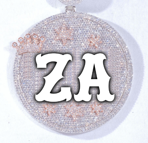 CUSTOM LETTER NECKLACE 3D BIG CROWN DISC