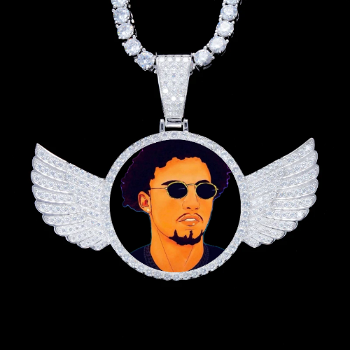 925S & VVS Moissanite 3D Wing Custom Picture Pendant