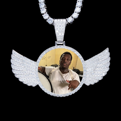 925S & VVS Moissanite 3D Wing Custom Picture Pendant