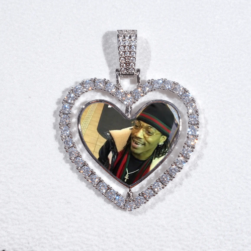 3D Spinning 2-Faced Heart Custom Picture Pendant