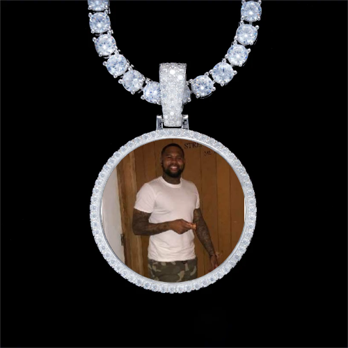 925S & VVS Moissanite 3D Circle Custom Picture Pendant