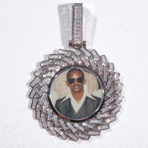 Large 3D Baguette Custom Picture Pendant
