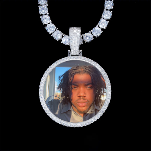 925S & VVS Moissanite 3D Circle Custom Picture Pendant