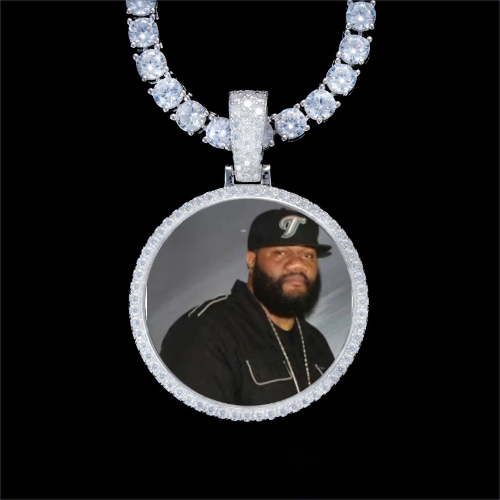 925S & VVS Moissanite 3D Circle Custom Picture Pendant