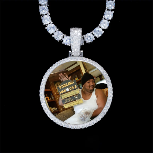 925S & VVS Moissanite 3D Circle Custom Picture Pendant