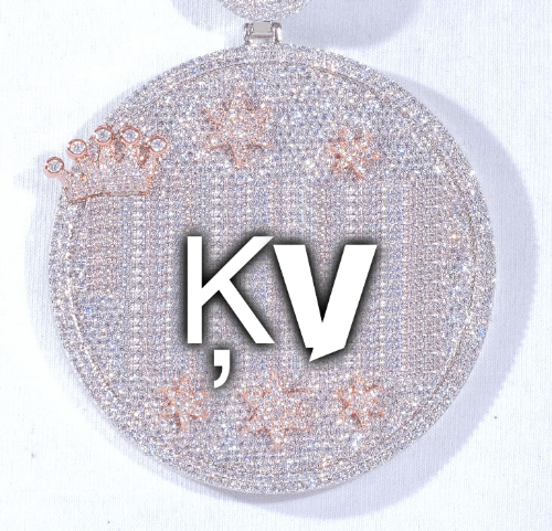 CUSTOM LETTER NECKLACE 3D BIG CROWN DISC