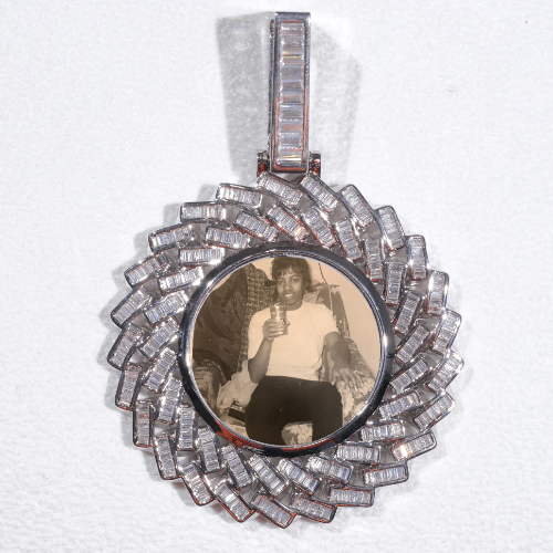 Large 3D Baguette Custom Picture Pendant