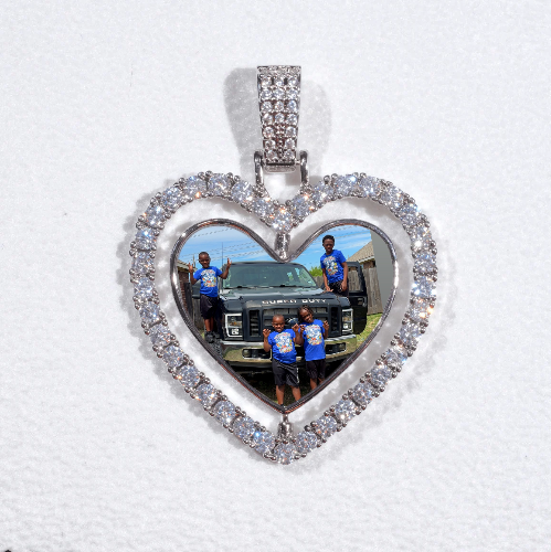 3D Spinning 2-Faced Heart Custom Picture Pendant