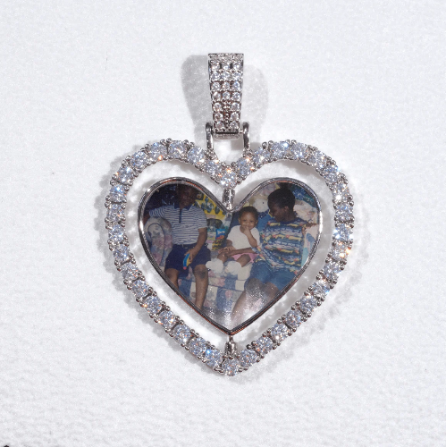 3D Spinning 2-Faced Heart Custom Picture Pendant