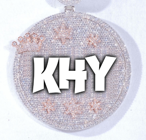 CUSTOM LETTER NECKLACE 3D BIG CROWN DISC