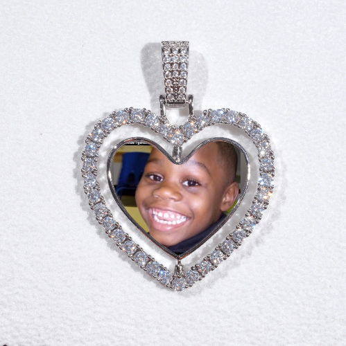 3D Spinning 2-Faced Heart Custom Picture Pendant
