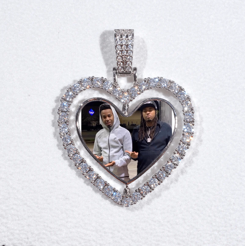3D Spinning 2-Faced Heart Custom Picture Pendant