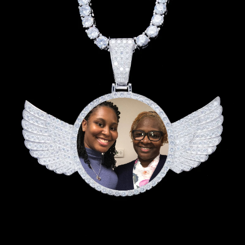 925S & VVS Moissanite 3D Wing Custom Picture Pendant