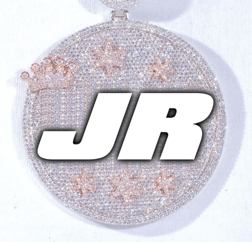 CUSTOM LETTER NECKLACE 3D BIG CROWN DISC