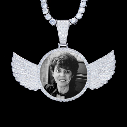 925S & VVS Moissanite 3D Wing Custom Picture Pendant