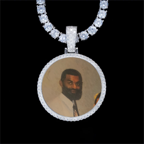 925S & VVS Moissanite 3D Circle Custom Picture Pendant