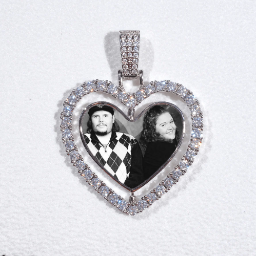 3D Spinning 2-Faced Heart Custom Picture Pendant