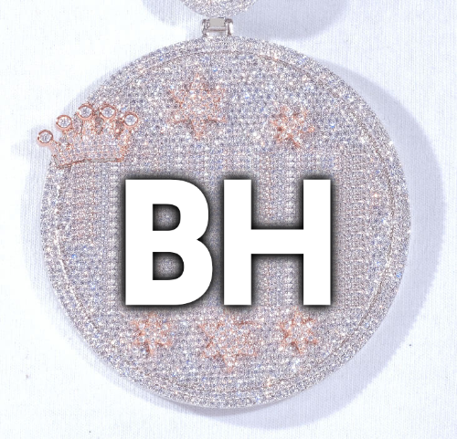 CUSTOM LETTER NECKLACE 3D BIG CROWN DISC