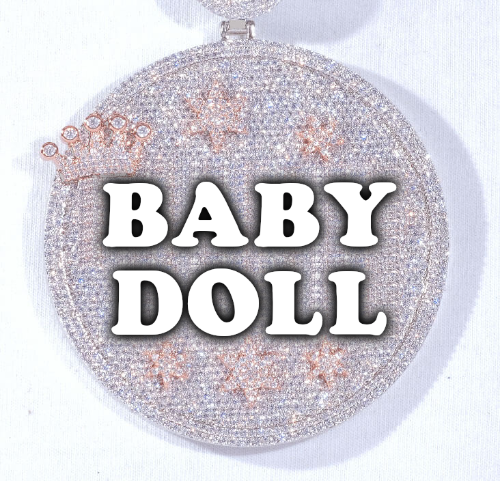 CUSTOM LETTER NECKLACE 3D BIG CROWN DISC