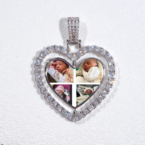 3D Spinning 2-Faced Heart Custom Picture Pendant