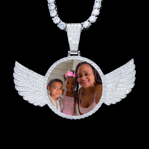 925S & VVS Moissanite 3D Wing Custom Picture Pendant