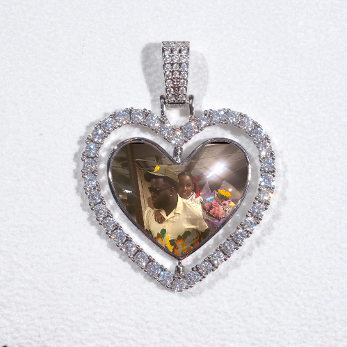 3D Spinning 2-Faced Heart Custom Picture Pendant