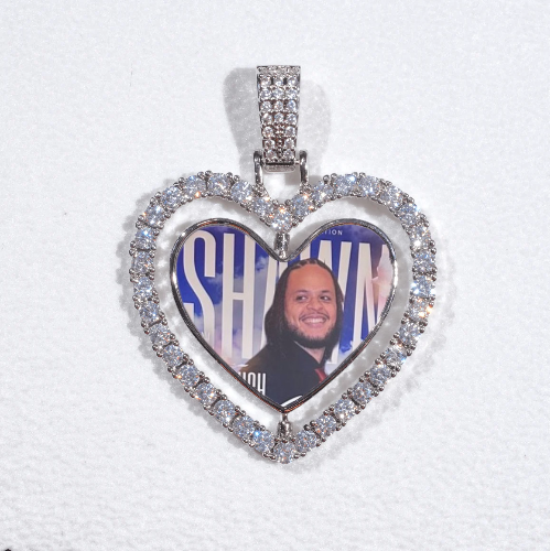 3D Spinning 2-Faced Heart Custom Picture Pendant