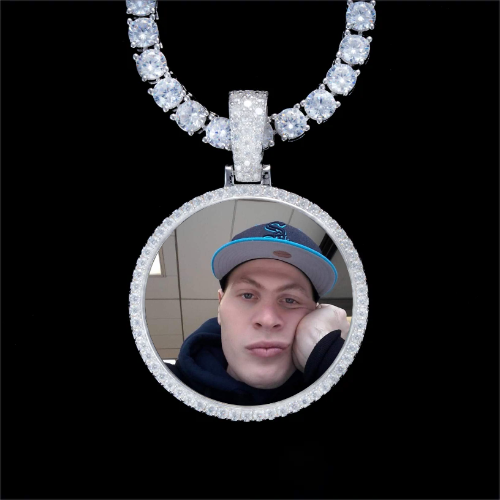 925S & VVS Moissanite 3D Circle Custom Picture Pendant