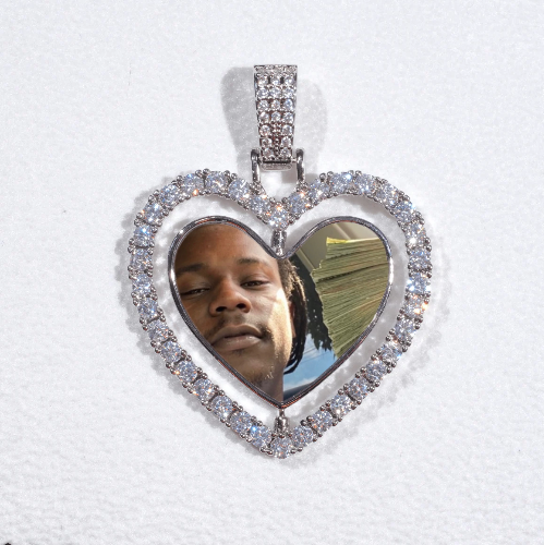 3D Spinning 2-Faced Heart Custom Picture Pendant