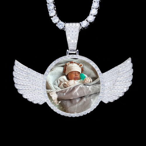925S & VVS Moissanite 3D Wing Custom Picture Pendant