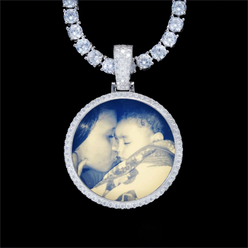 925S & VVS Moissanite 3D Circle Custom Picture Pendant