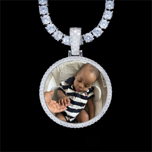 925S & VVS Moissanite 3D Circle Custom Picture Pendant