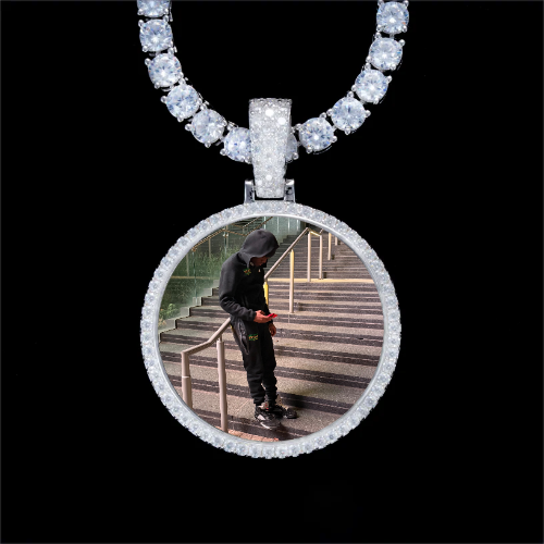 925S & VVS Moissanite 3D Circle Custom Picture Pendant